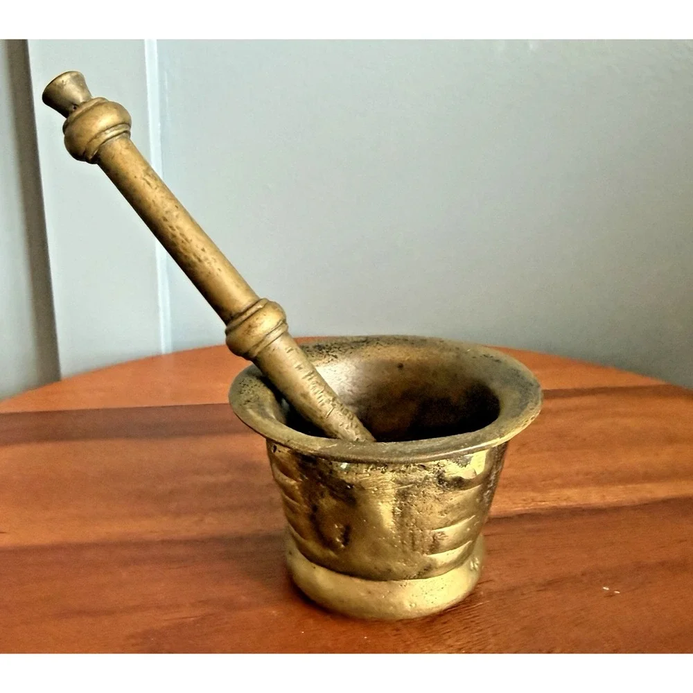 Antique European Bronze Apothecary Mortar & Pestle 17th Century Style 3lb